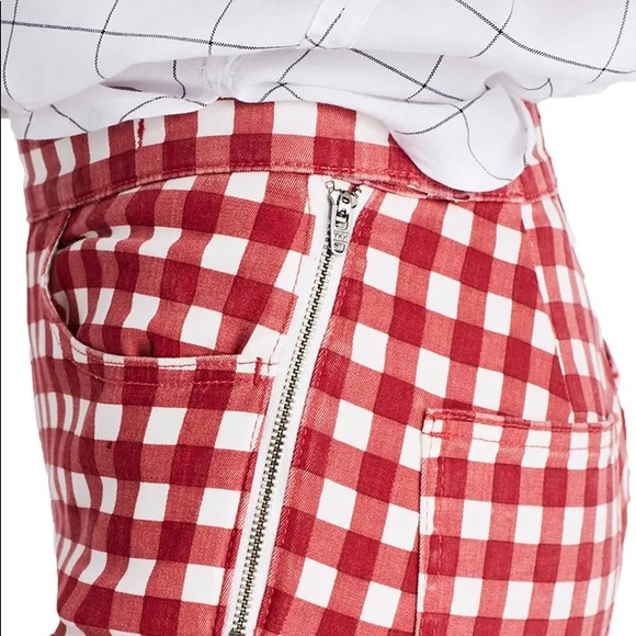 Madewell High Riser Red Gingham Crop Skinny Pants - Picture 2 of 6